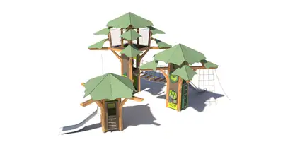 CANOPY DESIGN : ARBRES CANOPÉES PLAYTREE FOREST SML - avec toboggan et pont de corde, ref PC-SWML-SL-01